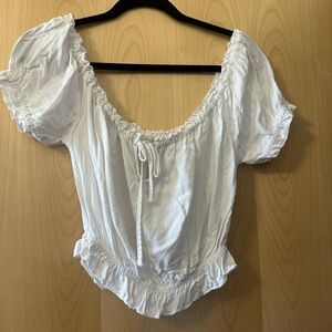 Brandy Melville White Puff Sleeve Blouse